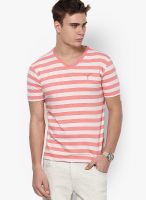 Monteil & Munero Pink Striped V Neck T-Shirts