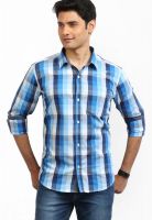 Orange Valley Checks Blue Casual Shirt