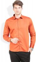 Orange Valley Men's Solid Casual Reversible Orange, Dark Blue Shirt