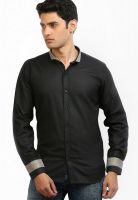 Orange Valley Solid Black Casual Shirt