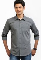 Orange Valley Solid Grey Casual Shirt