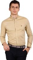 Oxford Club Men's Solid Casual Beige Shirt