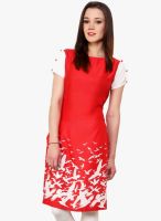 Pannkh Red Printed Kurti