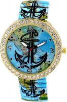 Pappi Boss Designer Fashionable Trendy Sky Blue Stretchable Bracelet Analog Watch - For Girls, Women