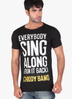 Radbone Black Printed Round Neck T-Shirts
