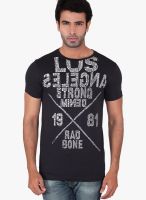 Radbone Black Printed Round Neck T-Shirts