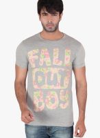 Radbone Grey Printed Round Neck T-Shirts