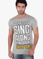 Radbone Grey Printed Round Neck T-Shirts