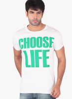 Radbone White Printed Round Neck T-Shirts