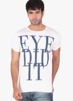 Radbone White Printed Round Neck T-Shirts