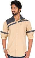 Rapphael Men's Solid Casual Beige Shirt