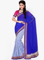 Saree Swarg Blue Printed Saree