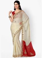 Saree Swarg Cream Printed Saree