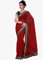 Saree Swarg Maroon Solid Saree