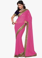 Saree Swarg Solid Pink Saree