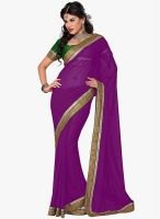 Saree Swarg Solid Purple Saree