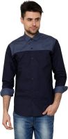 See Designs Men's Solid Casual Reversible Blue, White Shirt