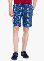 Slub Printed Blue Shorts