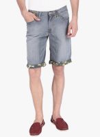 Slub Washed Light Grey Shorts