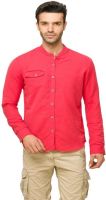 Status Quo Men's Solid Casual Linen Pink Shirt