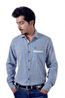 Tenor Men's Checkered Casual Blue, Brown Shirt Tenor Men's Checkered Casual Blue, Brown Shirt