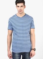 Tshirt Company Blue Striped V Neck T-Shirts