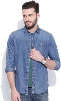 United Colors of Benetton Men's Solid Casual Blue Shirt