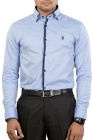Unkonventional Men's Self Design Formal Light Blue Shirt