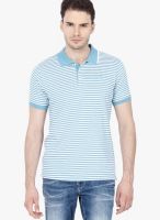 Urban Nomad Aqua Blue Striped Polo T-Shirts