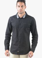 Vintage Black Linen Slim Fit Casual Shirt