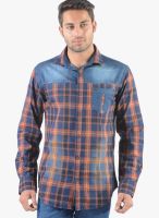 Vintage Brown Check Slim Fit Casual Shirt