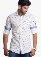 Vintage Off White Printed Slim Fit Casual Shirt