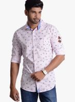 Vintage Pink Printed Slim Fit Casual Shirt