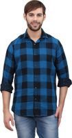 Volume Zero Men's Checkered Casual Reversible Blue Shirt