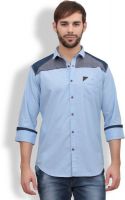 Volume Zero Men's Solid Casual Blue Shirt