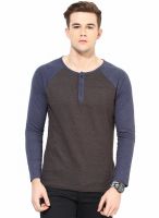 Yellow Submarine Grey Solid Henley T-Shirt