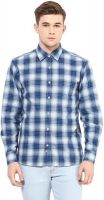 Yuvi Men's Checkered Casual Blue, White Shirt