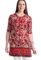 @499 Red Printed Kurtis