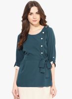 Abiti Bella Green Colored Solid Shift Dress