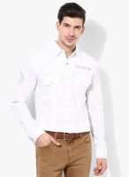 Affliction Solid White Casual Shirt