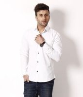 AKAAS Men's Solid Formal White Shirt