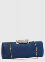 Alessia Blue Polyurethane (Pu) Clutch