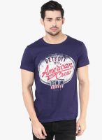 American Crew Navy Blue Printed Round Neck T-Shirt