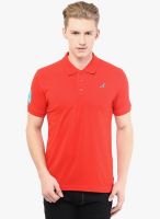American Crew Red Solid Polo T-Shirt