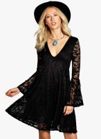 Boohoo Hayley Lace Wide Sleeve Swing Dress