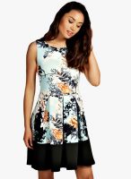 Boohoo Anais Floral Box Pleat Skater Dress