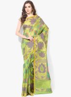 Bunkar Green Embroidered Silk Blend Saree