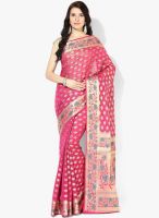 Bunkar Magenta Embroidered Silk Blend Saree