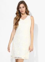 Code by Lifestyle Off White Colored Embroidered Shift Dress