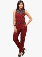 Cottinfab Red Checked Jumpsuit
